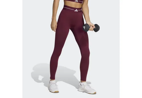 adidas Hyperglam 3-Stripes Full Length Legging in rot von adidas