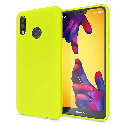 NALIA Neon Silikonhülle für Huawei P20 Lite - Soft-Touch & Signal-Neon - NEONSHOCK (Matte Schutzhülle) - Marke aus Berlin, Farbe:Gelb