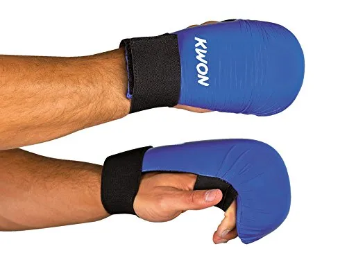 KWON Karate Handschutz ohne Daumenschlaufe CE S blau von KWON