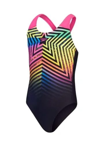Speedo Badeanzug Girls Digital Placement Splashback - Sportlicher Badeanzug für Mädchen, schnell trocknend und perfekt für Schwimmtraining oder Strandaktivitäten.