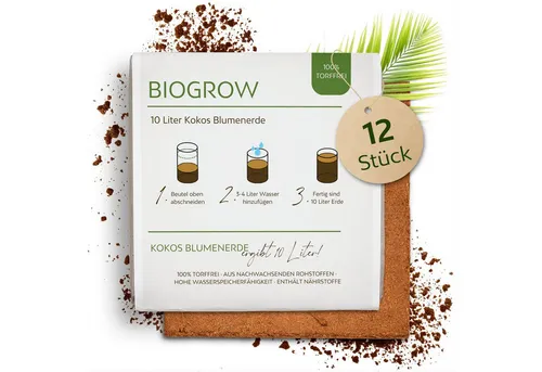 Growgreens Pflanzerde Bio Kokoserde gepresst im Quellbeutel in braun von Growgreens