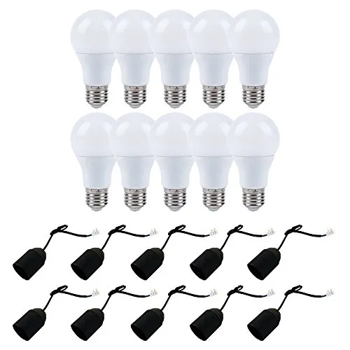 NCC-Licht 10 x LED Leuchtmittel 15W = 100W E27 matt 1500lm warmweiß + 10 x Baufassung Renovierfassung Lampenfassung (schwarz)