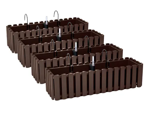 4x Blumenkästen mit Halterungen und Bewässerungssystem - Körbe, Blumentöpfe, -kästen & Untersetzer - Ideal für Blumen und Kräuter, mit integriertem Bewässerungssystem für optimale Pflanzengesundheit.