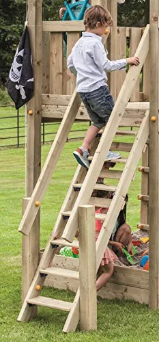 Gartenwelt Riegelsberger Treppe mit Handlauf für Spieltürme - Spielhäuser Zubehör für Podesthöhe 120 cm, sicherer Aufstieg für Kinder, aus hochwertiger Lärche natur, geprüft nach DIN EN 71.