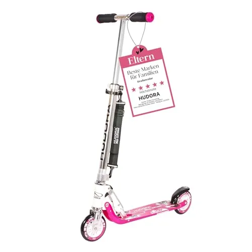 HUDORA BigWheel 125 Scooter - Sicherer Aluminium-Roller für Kinder - Standventilatoren - Hochwertiger und leichter Cityroller mit höhenverstellbarem Lenker und zusammenklappbarem Design, ideal für Kinder bis 100kg. Extra wendige High Rebound Rollen sorgen für maximalen Fahrspaß!