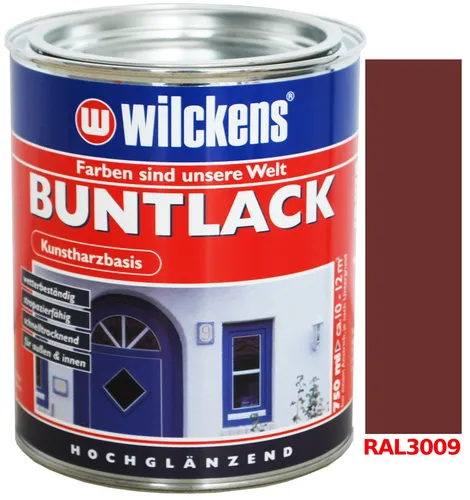 Kunstharzbasis Buntlack Schutzlack Kunstharzfarbe 750ml H. Glanz Oxidrot RAL3009