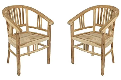 SAM 2er Spar-Set Gartenstuhl Sessel aus Teak Holz mit Armlehnen Moreno Braun