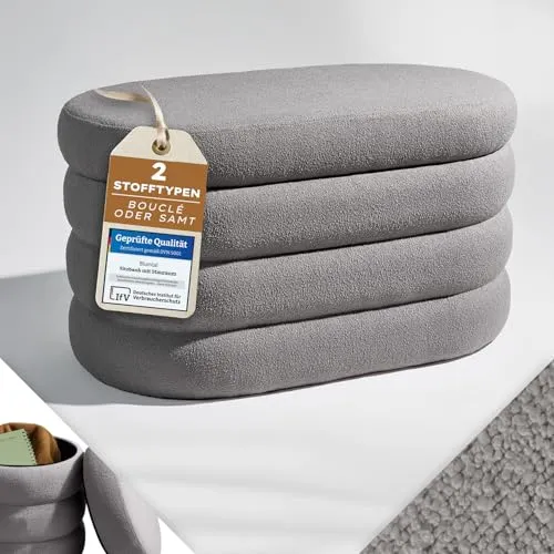 Blumtal Sitzhocker mit Stauraum – Bouclé oder Velvet