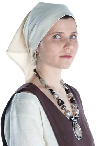 HEMAD Mittelalter Kopftuch Laudamie aus Baumwolle Beige Gewandung LARP