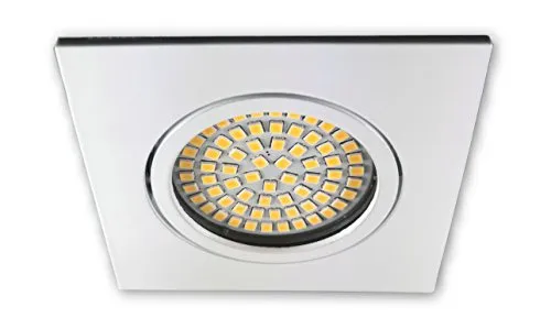 LICHT DISCOUNT LED Einbaustrahler 230 V S0307 eckig weiss - Einbauleuchte LED Spot Strahler inkl. 3.5 W LED warmweiss - geringe Einbautiefe nur 27 mm - Deckeneinbaustrahler Einbauspot