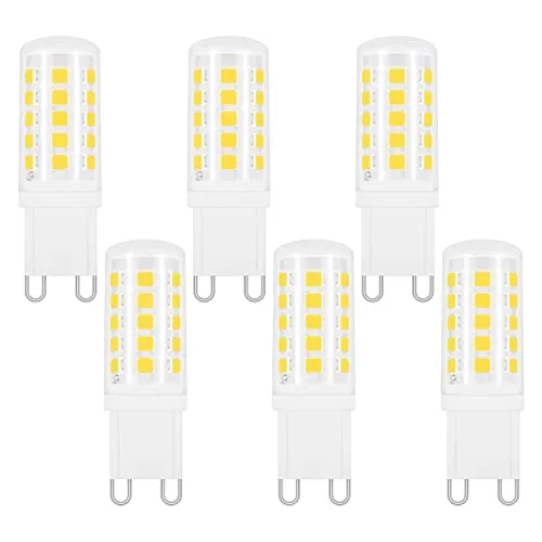 Akynite G9 LED 4W Kaltweiß 6000K, 400LM, 33W 40W G9 Halogenlampe ersetzt, Stiftsockellampe LED Kaltweiss für Spiegelleuchte Kristallleuchter Tischlampe, Nicht Dimmbar, 6er-Set