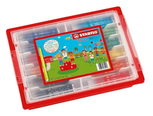 STABILO Trio A-Z Filzstift 144er Box - Schreibutensilien mit 12 verschiedenen Farben, ergonomischer Dreikant-Griffzone und super auswaschbarer Tinte - ideal für kreative Projekte und Zeichnungen.
