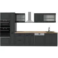 Vicco Küchenzeile R-Line 350 cm, Anthrazit Landhaus - Küchenzeile mit modularer Bauweise, ideal für individuelle Anpassungen und zusätzlichen Stauraum. Modernes Design und höhenverstellbare Füße für optimalen Komfort.
