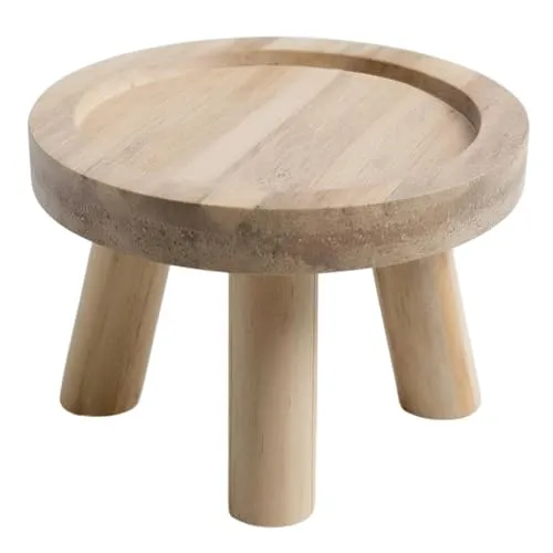 Spetebo Echtholz Blumenhocker mit 3 Beinen - Ø 20 cm - Deko Holz Hocker rund naturbelassen - Massivholz Pflanzenständer Blumenteller Blumentopfständer Pflanzenpodest Dekotablett Geschenktablett