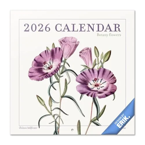 Grupo Erik Kalender 2026 Wandkalender Botanik Blumen Kalender 2026 Familienplaner 30 x 30 cm 12 Monate + Letzten 4 Monate 2025 auf einer Seite - Offizieller Fanartikel Merch