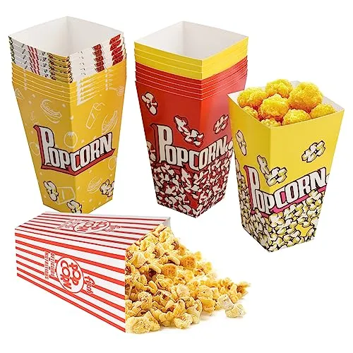 Stück Kino Popcorn Container, Snacks Schachteln aus Karton, 28oz Tüten mit Zarten Mustern, leicht zu montieren, für Kinder, Partys, Filmabende 30