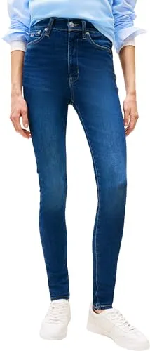 Tommy Jeans Damen Sylvia HGH Skn Ch0258 Co Dw0dw19258 - Enganliegend Denim - Jeans im 5-Pocket-Style, perfekt für Büro und Alltag. Die Skinny Fit sorgt für eine tolle Silhouette, während der hohe Tragekomfort überzeugt. Hergestellt aus regenerativer und recycelter Baumwolle für nachhaltigen Stil.