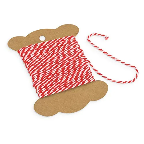 itenga Dekogarn Bastelschnur Kordel Bakers Twine Geschenkband Baumwollschnur Dekokordel für Gastgeschenke Adventskalender Geschenkverpackungen (10 m x 2 mm) (Rot/Weiß)