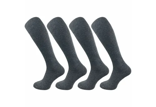 GAWILO Kniestrümpfe für Damen - Extra weiche Baumwollsocken (4 Paar) in Grau, Größe 39-42 - Bequeme Kniestrümpfe mit speziellem Komfortbund für angenehmen Sitz. Ideal für den Herbst/Winter, aus atmungsaktiver Baumwolle, perfekt für den täglichen Einsatz.