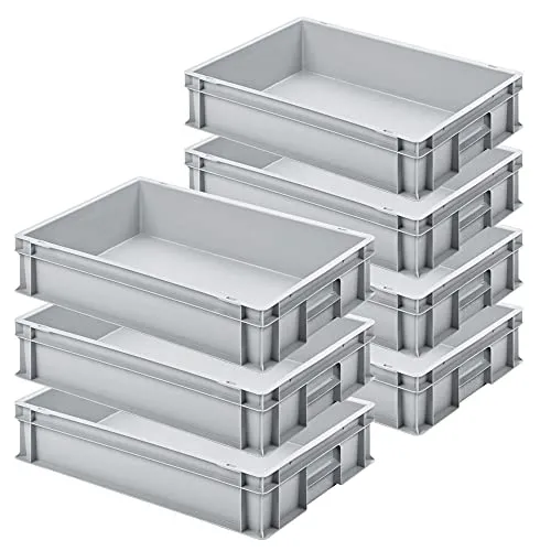 BRB-Lagertechnik Eurobehälter mit 2 Griffleisten - Aufbewahrungsboxen aus strapazierfähigem Polypropylen (PP), ideal für Industrie und Handwerk. Mit 24 Litern Fassungsvermögen, leicht zu reinigen und stapelbar.