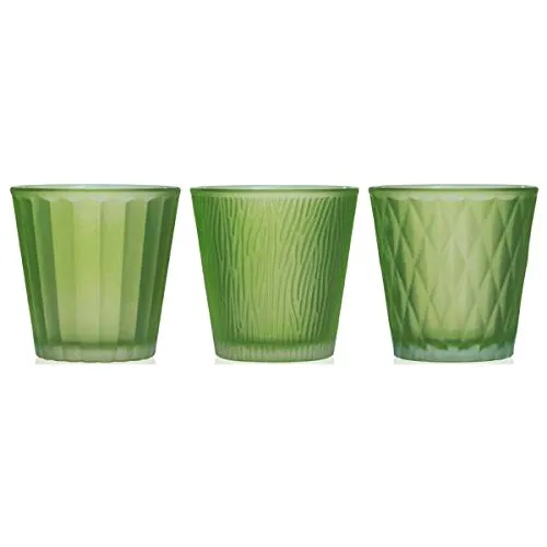 3er Pack Teelichtgläser LUMIERE H. 7,5cm D. 7,5cm hellgrün Glas Sandra Rich