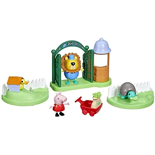 Peppa Pig Toys Peppa's Day at The Zoo Spielset - Spielzeug für Vorschulkinder, 2 Figuren und 6 thematische Accessoires, fördert Kreativität und Fantasie