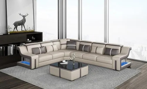 Ecksofa Wohnlandschaft L-Form – Moderne Couch mit Beleuchtung