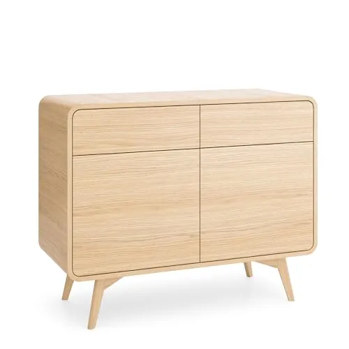 Kommode Cornwall KSZ108 - Eiche - Abgerundet - 2 Schubladen - Breite 108 cm, Höhe 84 cm, Tiefe 39 cm