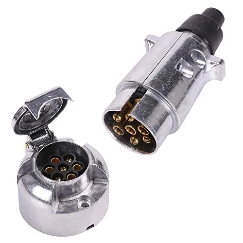AOHEWEI Elektrik 7 Polig Anhänger Steckdose und Stecker 7 Wege Anschlüsse Mit Aluminiumlegierung Metallgehäuse Für Auto Boot Wohnmobil Wohnwagen Oder Andere Nutzfahrzeuge