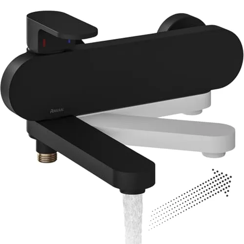 RAVAK CR 022 Badewannenarmatur Schwarz - Armatur mit schwenkbarem Auslaufarm und 35 mm Keramikkartusche für präzise Wassersteuerung, ideal für modernes Baddesign.