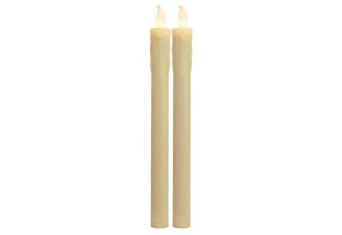 MARELIDA LED-Kerze LED Stabkerzen Echtwachs flackernde Tafelkerzen LED H: 25cm creme 2St., LED Classic, warmweiß (2100K bis 3000K)