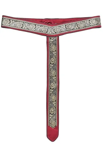 Battle-Merchant – Mittelalterlicher Stoffgürtel – Y-Stoffgürtel mit Bordüre – Edler Gurt aus Baumwolle – Mittelalter, LARP, Reenactment (Rot, Einheitsgröße)