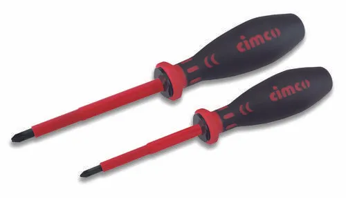 Cimco 2-teilig Schraubendreher-Satz 11 7750 - VDE-zertifizierte Schraubendreher für 1.000 V, ideal für elektrische Anlagen. Enthält Spezialwerkzeuge mit Kombi-Profil für Schlitz- und Kreuzschlitzschrauben.