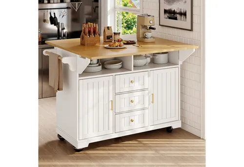 Kücheninsel mit Rollen, ausziehbarer Küchenwagen