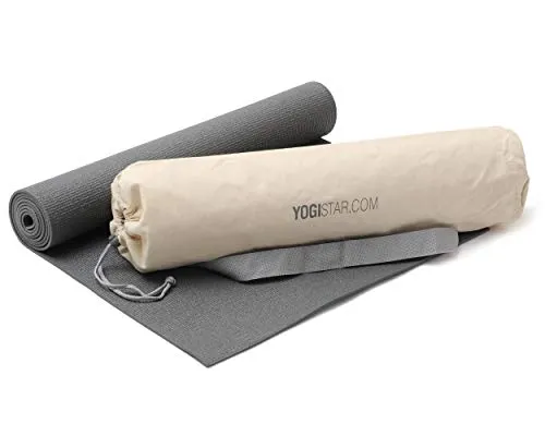 Yogistar Yoga-Set Starter Edition - Graphit - Taschen für Yogamatten mit Yogamatte (183 x 61 x 0,4 cm) und praktischer Yogatasche, perfekt für Einsteiger und unterwegs.