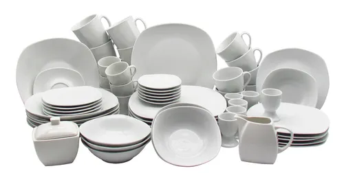XXL Kombigeschirrset Olivia 62 tlg. für 6 Personen | hochwertiges Porzellan