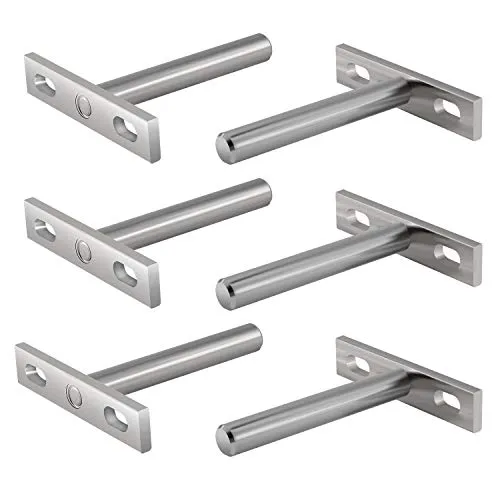 MWOOT 6 Stücke Edelstahl Schwebende Regalhalterungen,3 Zoll Wandregal Tablarträger Regalbodenträger Regalhalter Unsichtbar Für 100-300mm Holzbrett
