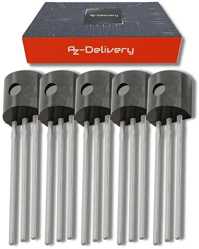 AZDelivery 5 x DS18B20 Digitaler Temperatursensor TO92-55°C - +125°C kompatibel mit Arduino und Raspberry Pi inklusive eBook!