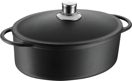 WMF Gusseisen Bräter 30x23,5cm - Hochwertiger 5l Schmortopf aus Gusseisen, ideal für Induktion, hitzebeständig bis 299°C und spülmaschinenfest – perfektes Kochen für Genießer!