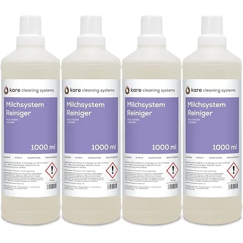 4x Milchsystem-Reiniger 1000 ml | Schonend - Effektiv - Phosphatfrei | Premium Qualität - 100% Made in Germany | kare cleaning systems (4 Flaschen) | Milk System Cleaner 1 Liter
