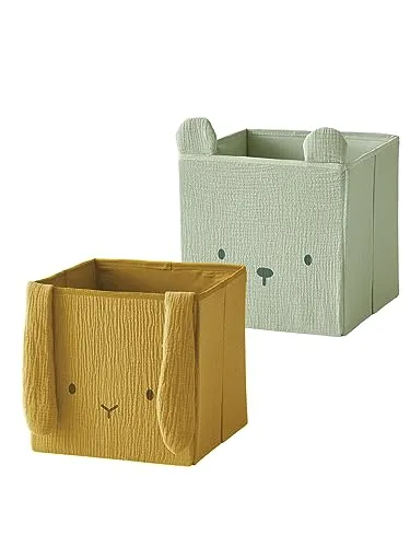 VERTBAUDET 2 Aufbewahrungsboxen für Tiere, Gelb von Vertbaudet