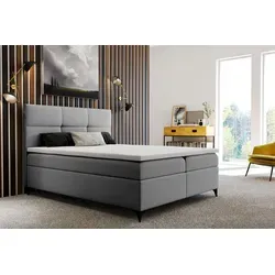 TRADA Limba Boxspringbett 180x200 cm mit Bonell Matratze H3 in grau von TRADA