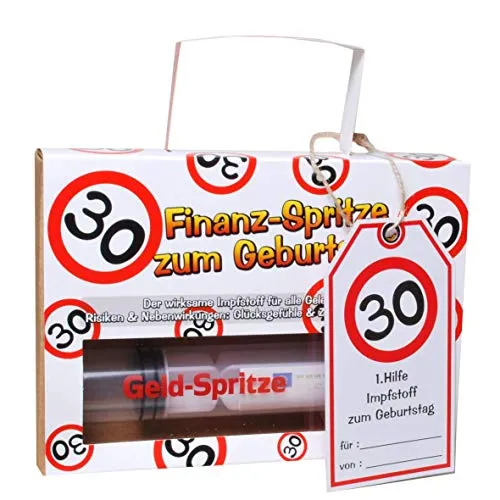 Udo Schmidt Finanzspritze Deko Spritze zum Befüllen mit Geld, 17,5 cm lang, Karton, Kunststoff, 1 Stück, Nicht steril, Geldspritze