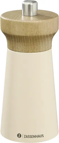 Zassenhaus Pfeffermühle WESTERLAND 12 cm sand/Buche 24098 - Küchenhelfer für präzises Mahlen von Gewürzen! Härter als Stahl, stufenlos einstellbarer Mahlgrad von pulverfein bis grob - ideal für Salat und Grillfleisch.