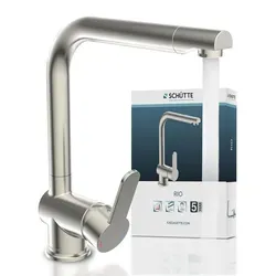 Schütte 79826 RIO Küchenarmatur - Edelstahloptik, hoher schwenkbarer Auslauf für optimale Flexibilität in der Küche
