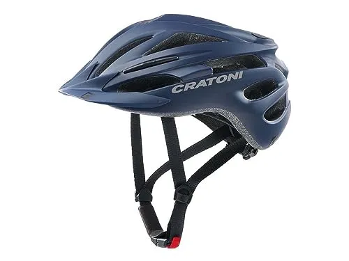 Cratoni Fahrradhelm Pacer JR, dunkelblau, S/M - Fahrradhelm mit 20 Belüftungsöffnungen, abnehmbarem Visier und optionalem Rücklicht für optimale Sicherheit und Komfort beim Radfahren.