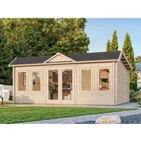 Palmako Gartenhaus Claudia Pent 530 x 380 cm - FSC® zertifiziert - Gartenhaus mit 19,4 m², stabiler Doppeltür und isolierverglasten Fenstern, ideal für Gartenliebhaber, die Wert auf Qualität und Nachhaltigkeit legen.