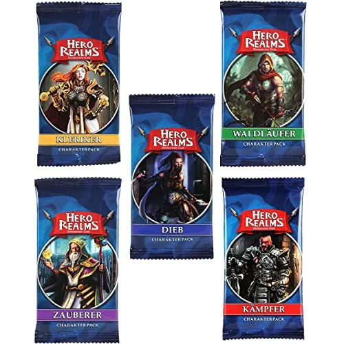 Hero Realms - 5er Charakter Pack von White Wizard Games - Gesellschaftsspiel mit 5 neuen Charakteren für unendliche Deckbau-Strategien. Erlebe den Kampf mit Krieger, Dieb, Waldläufer, Kleriker und Zauberer!