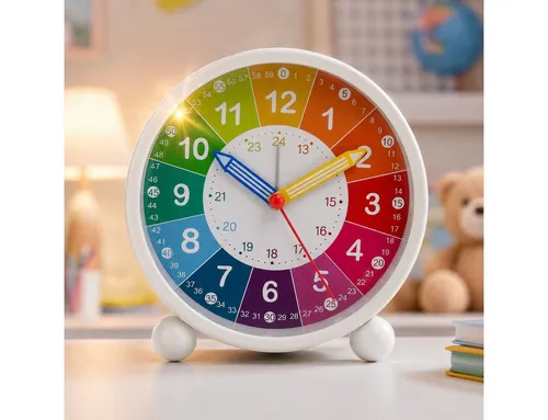 K&L Wall Art Tischuhr Kinder Tischwecker Junge Mädchen Tischuhr Kinderzimmer leises Uhrwerk, Kinderwecker mit Licht und Alarmfunktion