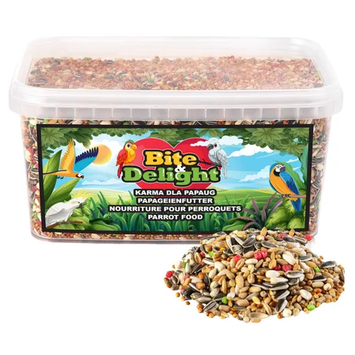 Bite&Delight Papageienfutter 3,4 kg/5000 ml – Natürliche & Ausgewogene Körnermischung mit Vitaminen & Mineralstoffen – Für Papageien & Großsittiche